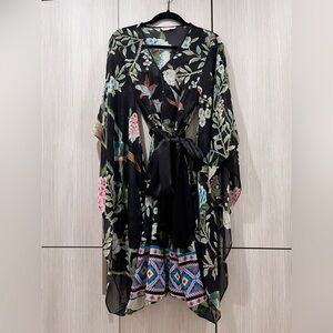 Matthew‎ Williamson Silk Kimono Dress UK10 US6 Floral Bird Print Rare Vintage